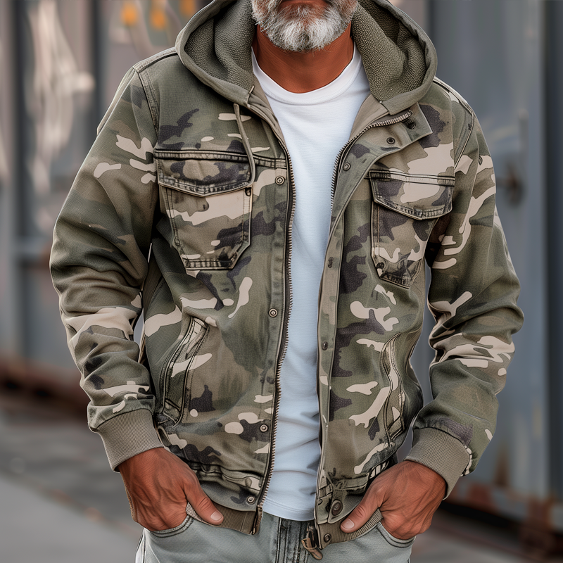 Tobias™ - Herren Camouflage Cargo Jacke - Mit Kapuze und Multi-Taschen Design