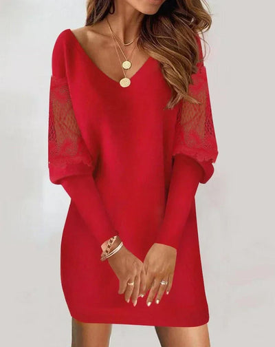 Fenne - Patchwork Kleid mit langen Ärmeln