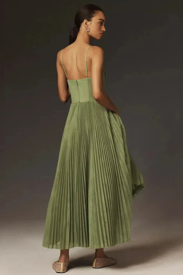 Amara™ Bustier-Plissee-Tüll-Fit-&-Flare-Midi-Kleid