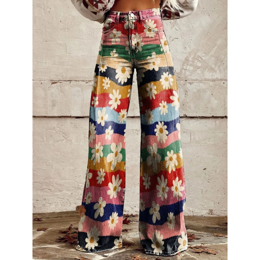 KATHERINE™ | RETRO BLUMENWEITE-HOSEN