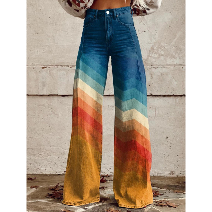 ESTELA™ RETRO CHEVRON WEITE BEIN JEANS