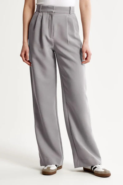 Grey Wide Leg Tailored Pants