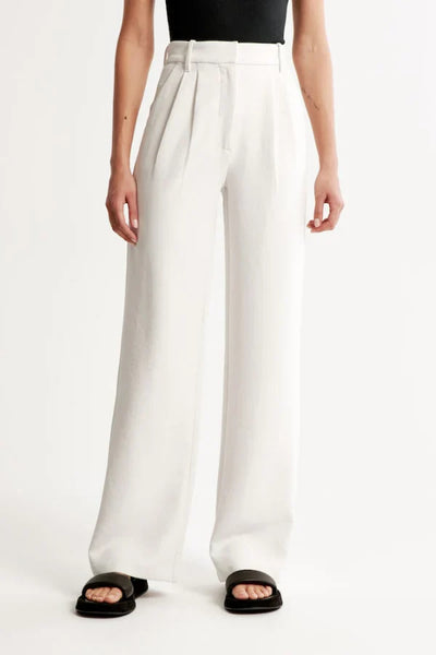 White Wide Leg Tailored Pants