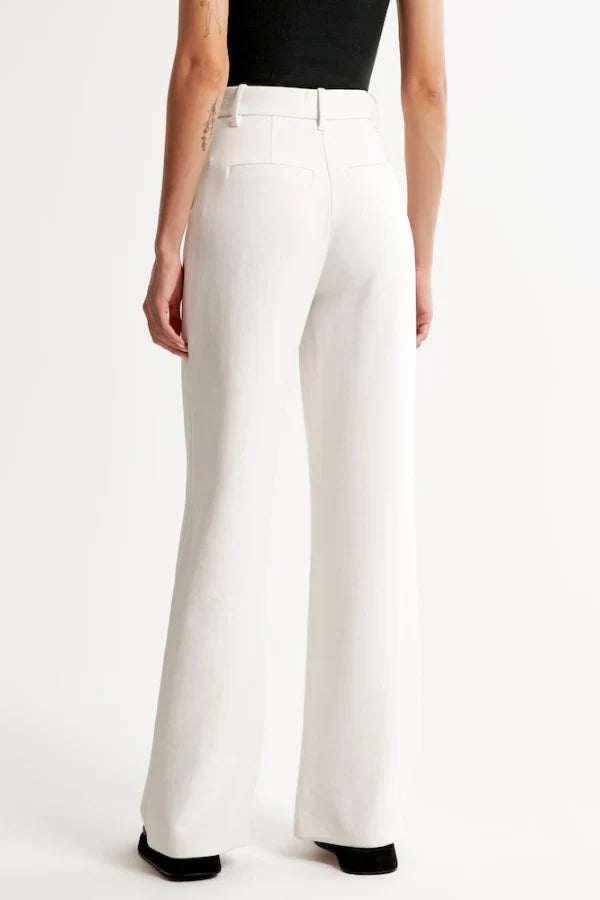 White Wide Leg Tailored Pants