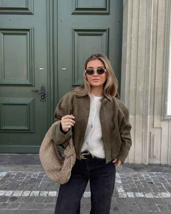 Oversized Wildlederjacke im Verve-Stil