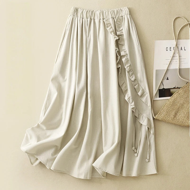 Celina™ – Asymmetrischer Leinenrock