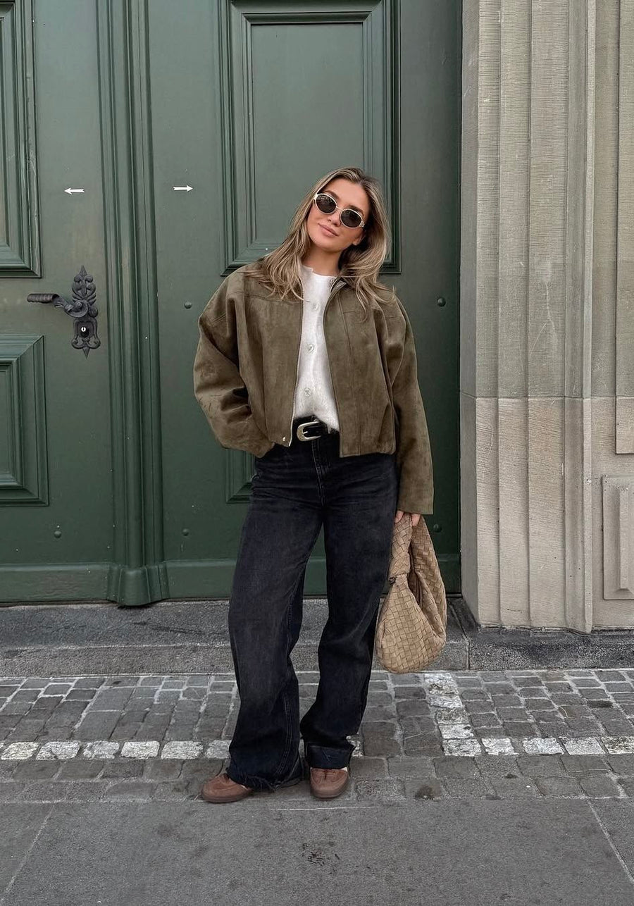 Oversized Wildlederjacke im Verve-Stil