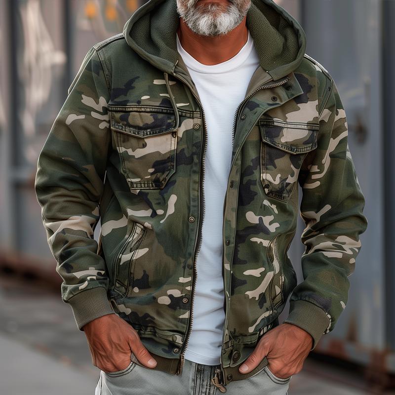 Tobias™ - Herren Camouflage Cargo Jacke - Mit Kapuze und Multi-Taschen Design