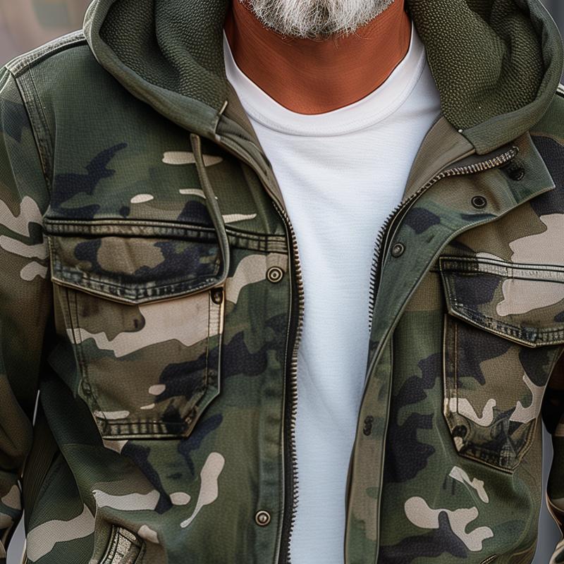 Tobias™ - Herren Camouflage Cargo Jacke - Mit Kapuze und Multi-Taschen Design